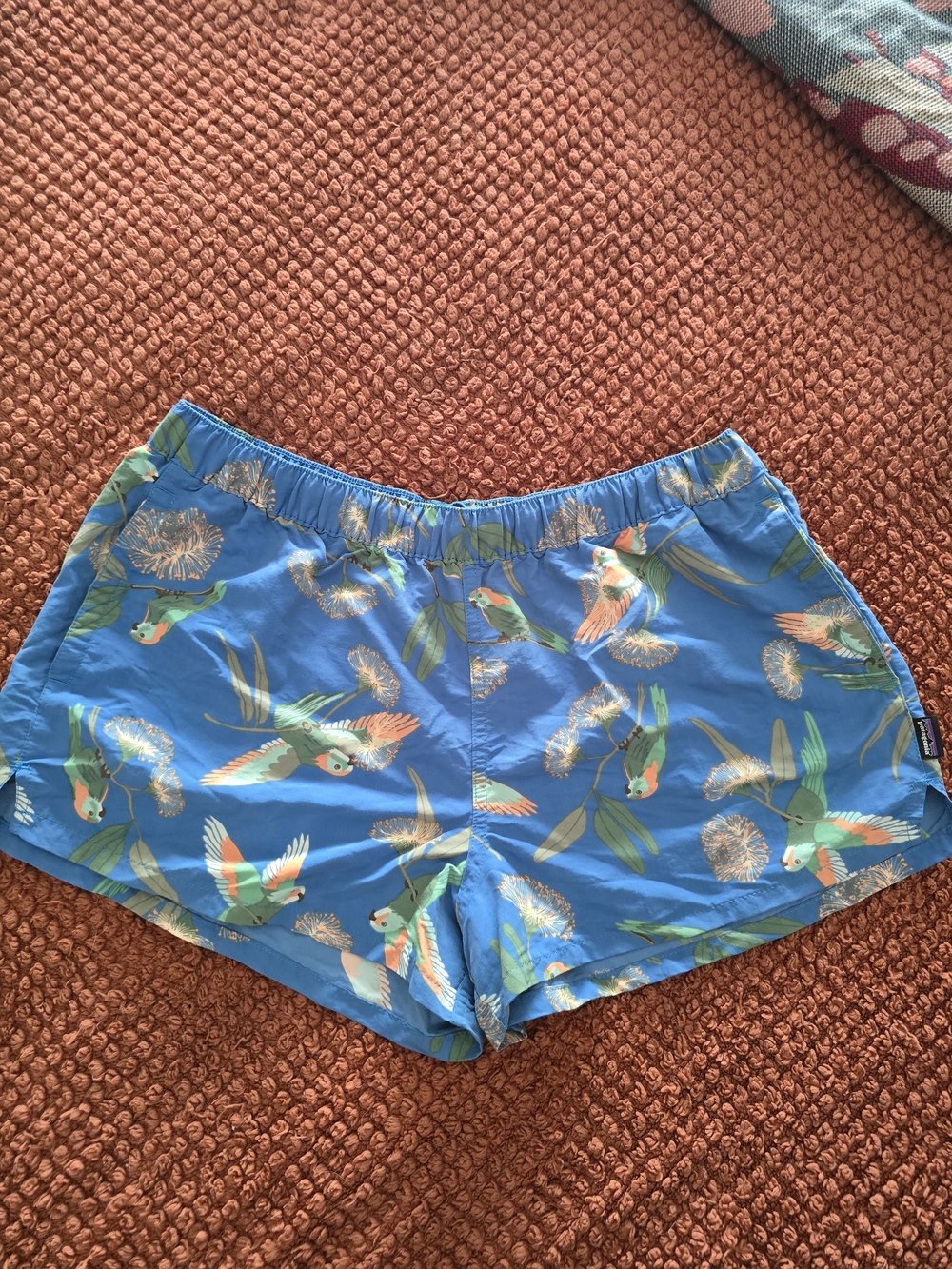 Patagonia Baggies Blue Tropical Parrot Print Women's Shorts